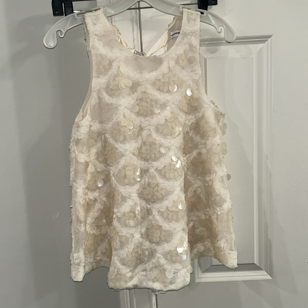 NWD ANTHROPOLOGIE ENDLESS ROSE SCALLOP SEQUIN TOP SIZE XS Z537 - Picture 7 of 11